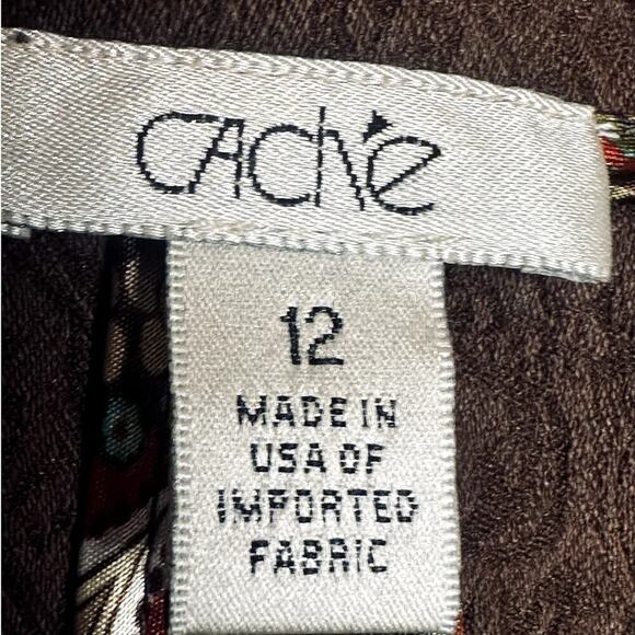 VTG Cache Brown Jacquard Short Sleeve Peplum Career Casual Jacket Size 12 - Picture 4 of 8